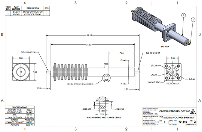 Epoxy Transformer Bushing 90-340